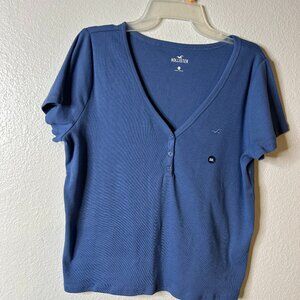 V-Neck Hollister ribbed blue xxl top